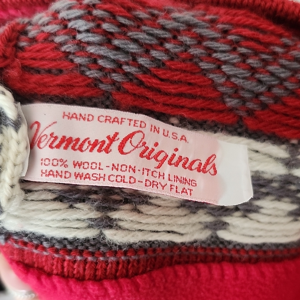 Vermont Originals Red and Gray Wool Hat